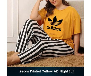 Zebra Printed Yellow AD Night Suit
